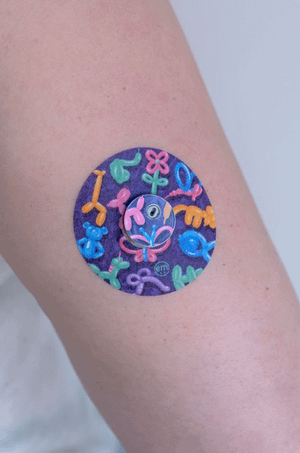 ExpressionMed, Balloon Animals Libre 3 Transmitter Sticker, Tape & Sticker, Human Wearing Animal Balloon Themed CGM Adhesive Patch Design