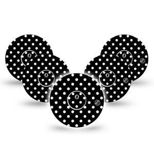 ExpressionMed Black and White Polka Dots Freestyle Libre 3 and Libre 3 Plus Tape, 5-Pack Tape and 5-Pack Sticker Modern Polka Dot Design, Adhesive Tape Continuous Glucose Monitor Design
