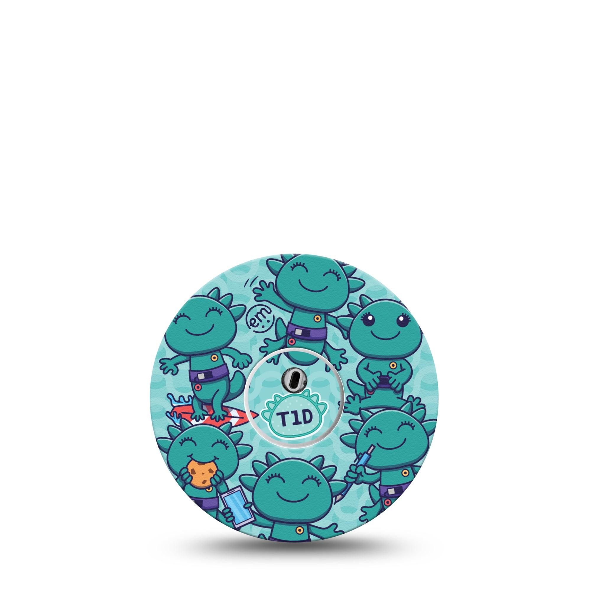 ExpressionMed Betes - Diabetic Supply Co. Partnership Freestyle Libre 3 and Libre 3 Plus Tape Single Tape and Single Sticker Diabetic Axolotl, Adhesive Tape Continuous Glucose Monitor Design