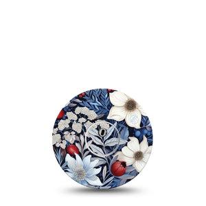ExpressionMed Winter Floral Freestyle Libre 3 and Libre 3 Plus Tape Single Tape and Single Sticker Cool Tond Florals, Adhesive Tape Continuous Glucose Monitor Design