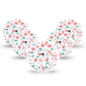 ExpressionMed Rose All Day Freestyle Libre 3 and Libre 3 Plus Tape, 5-Pack Tape and 5-Pack Sticker Wine Glass Design, Adhesive Tape Continuous Glucose Monitor Design
