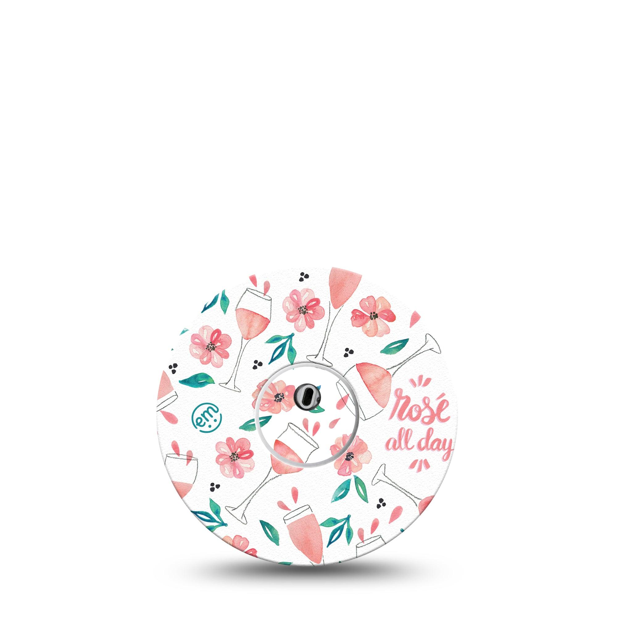 ExpressionMed Rose All Day Freestyle Libre 3 and Libre 3 Plus Tape Single Tape and Single Sticker Pink Wine, Adhesive Tape Continuous Glucose Monitor Design