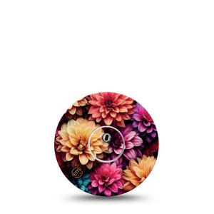 ExpressionMed Dahlia Bouquet Freestyle Libre 3 and Libre 3 Plus Tape Single Tape and Single Sticker Dahlia Flower Design, Adhesive Tape Continuous Glucose Monitor Design