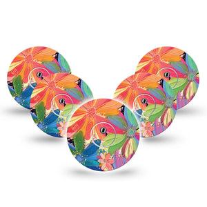 ExpressionMed Flower Song Freestyle Libre 3 and Libre 3 Plus Tape, 5-Pack Tape and 5-Pack Sticker Abstract Art by Etta Vee, Adhesive Tape Continuous Glucose Monitor Design