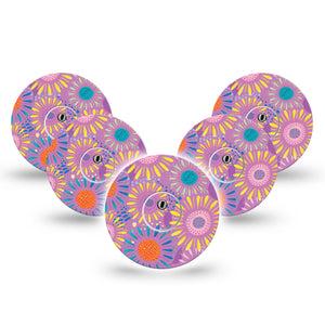 ExpressionMed Giant Daisies Freestyle Libre 3 and Libre 3 Plus Tape, 5-Pack Tape and 5-Pack Sticker Exclusive Etta Vee Art, Adhesive Tape Continuous Glucose Monitor Design