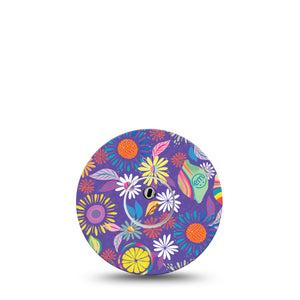 ExpressionMed Purple Flower Freestyle Libre 3 and Libre 3 Plus Tape Single Tape and Single Sticker Colorful Abstract by Etta Vee, Adhesive Tape Continuous Glucose Monitor Design