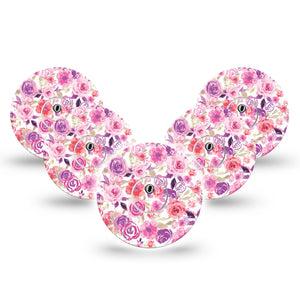 ExpressionMed Romantic Blooms Freestyle Libre 3 and Libre 3 Plus Tape, 5-Pack Tape and 5-Pack Sticker Flower Design, Adhesive Tape Continuous Glucose Monitor Design