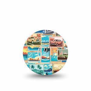 ExpressionMed Vintage Cars Freestyle Libre Single Tape and Single Sticker antique cars Fixing Ring Tape Continuous Glucose Monitor Design, Abbott Lingo