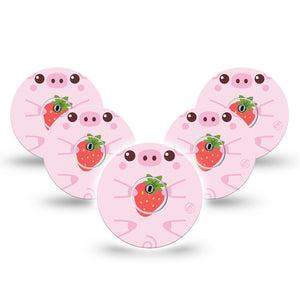 ExpressionMed Strawberry Piglet Freestyle Libre 3 and Libre 3 Plus Tape, 5-Pack Tape and 5-Pack Sticker Piglets, Adhesive Tape Continuous Glucose Monitor Design