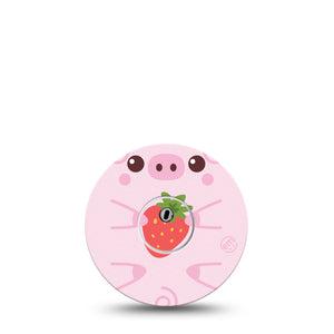 ExpressionMed Strawberry Piglet Freestyle Libre 3 and Libre 3 Plus Tape Single Tape and Single Sticker Piggy Snack Time, Adhesive Tape Continuous Glucose Monitor Design