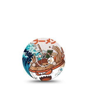 ExpressionMed Angry Ramen Freestyle Libre 3 and Libre 3 Plus Tape Single Tape and Single Sticker Authentic Ramen, Adhesive Tape Continuous Glucose Monitor Design