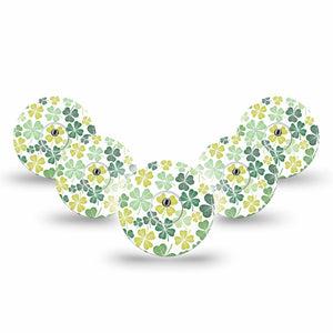 ExpressionMed Clover Pile Freestyle Libre 3 and Libre 3 Plus Tape 5-Pack Tape and 5-Pack Sticker Four-Leaf Lucky Clover, Adhesive Tape Continuous Glucose Monitor Design