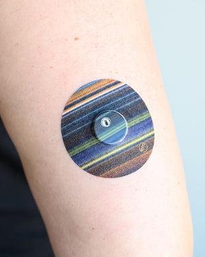 ExpressionMed Dark Stripes Libre 3 Tape, Single Tape and Sticker, Arm Wearing Stripes Themed CGM Adhesive Patch Design