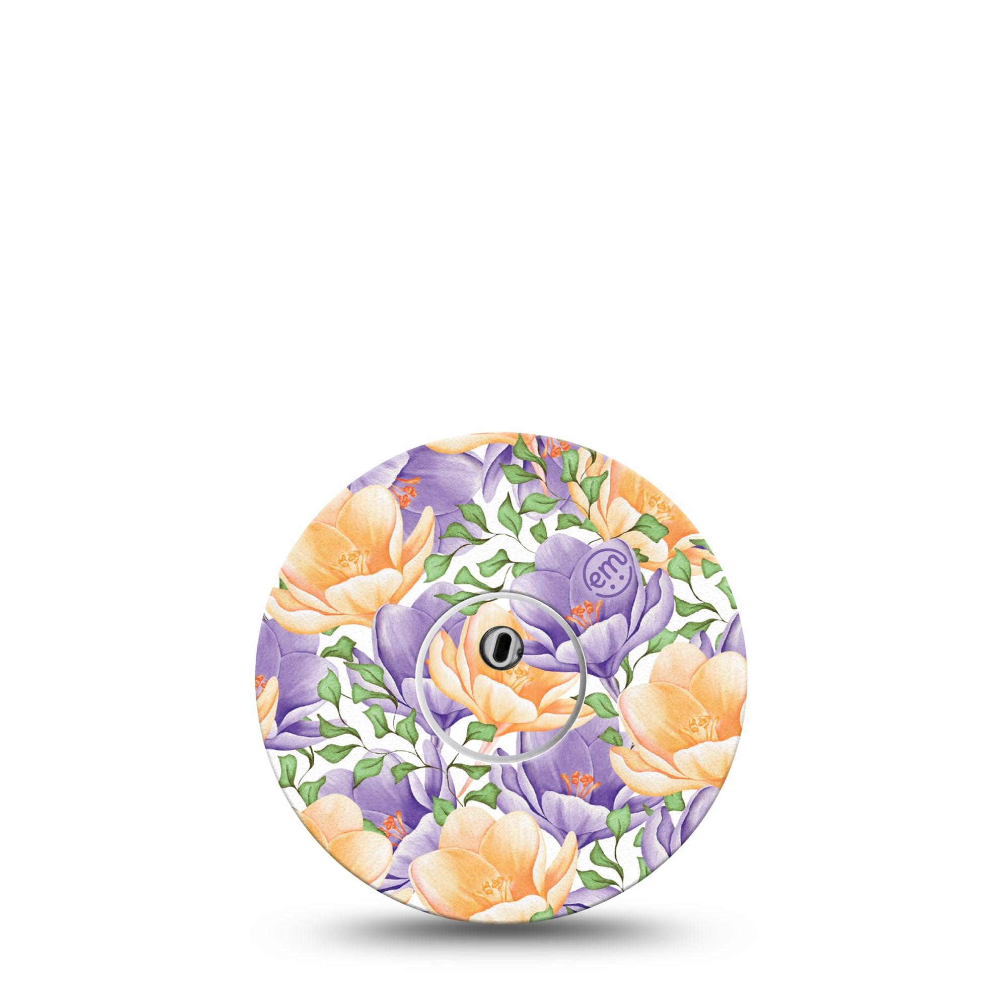ExpressionMed Crocus Flowers Freestyle Libre 3 and Libre 3 Plus Tape Single Tape and Single Sticker spring flowers, Adhesive Tape Continuous Glucose Monitor Design