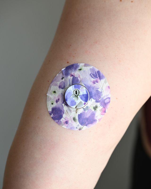 ExpressionMed Italian Blooms Libre 3 Transmitter Sticker, Single Tape and Single Sticker, Arm Wearing Floral Themed CGM Adhesive Patch Design