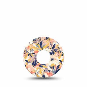 ExpressionMed Tinted Blooms Freestyle Libre 3 Tape Single Peachy Navy Toned Florals Adhesive Tape CGM Design