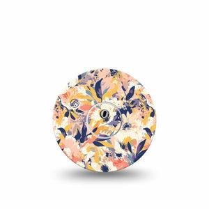 ExpressionMed Tinted Blooms Freestyle Libre 3 Tape Single Tape and Single Sticker Orange Blue Toned Flowers Adhesive Tape CGM Design