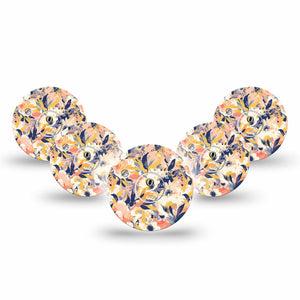 ExpressionMed Tinted Blooms Freestyle Libre 3 Tape 5-Pack Tape and 5-Pack Sticker Blended Orange Blue Florals Adhesive Tape CGM Design