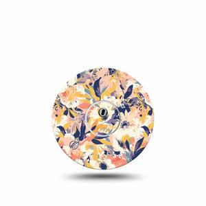 ExpressionMed Tinted Blooms Freestyle Libre 3 Tape Single Tape and Single Sticker Orange Blue Toned Flowers Adhesive Tape CGM Design