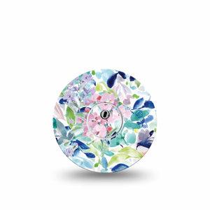 ExpressionMed Subdued Tropics Freestyle Libre 3 Tape Single Tape and Single Sticker Lightly Painted Tropic Flowers Adhesive Tape CGM Design