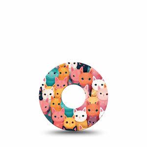 ExpressionMed Rainbow Cats Freestyle Libre 3 Tape Single Brightly Colored Cat Drawing Adhesive Tape CGM Design