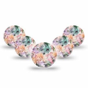 ExpressionMed Flower Clouds Freestyle Libre 3 Tape 5-Pack Tape and 5-Pack Sticker Sheer-Looking Textured Blooming Florals Adhesive Tape CGM Design