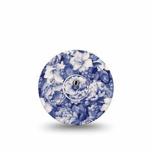 ExpressionMed Moody Blues Freestyle Libre 3 Tape Single Tape and Single Sticker Stone Blue Gray Flower Variety, Adhesive Tape CGM Design