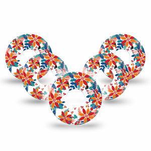 ExpressionMed Joyful Wreath Freestyle Libre 3 Tape 5-Pack Tape Happy Inspiring Wreath, Adhesive Tape CGM Design