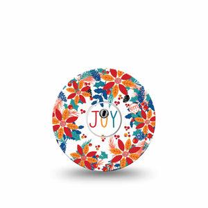 ExpressionMed Joyful Wreath Freestyle Libre 3 Tape Single Tape and Single Sticker Happy Inspiring Wreath, Adhesive Tape CGM Design
