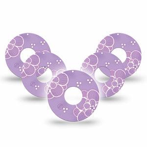 ExpressionMed Purple Flowers Freestyle Libre 3 Tape 5-Pack Tape Pastel Purple Florals, Adhesive Tape CGM Design