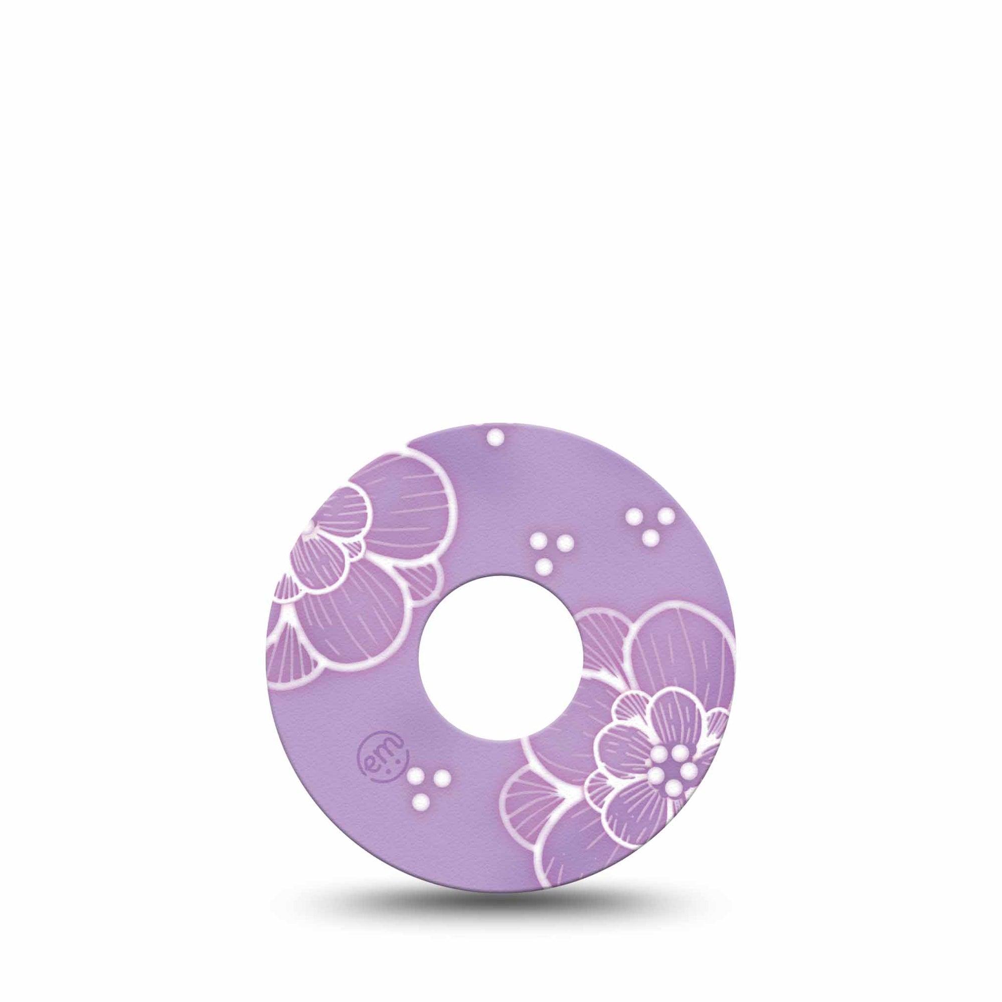 ExpressionMed Purple Flowers Freestyle Libre 3 Tape Single Tape Beautiful Dainty Lilac Garden, Adhesive Tape CGM Design