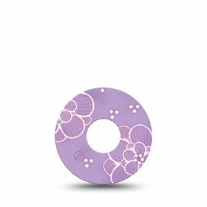ExpressionMed Purple Flowers Freestyle Libre 3 Tape Single Tape Beautiful Dainty Lilac Garden, Adhesive Tape CGM Design