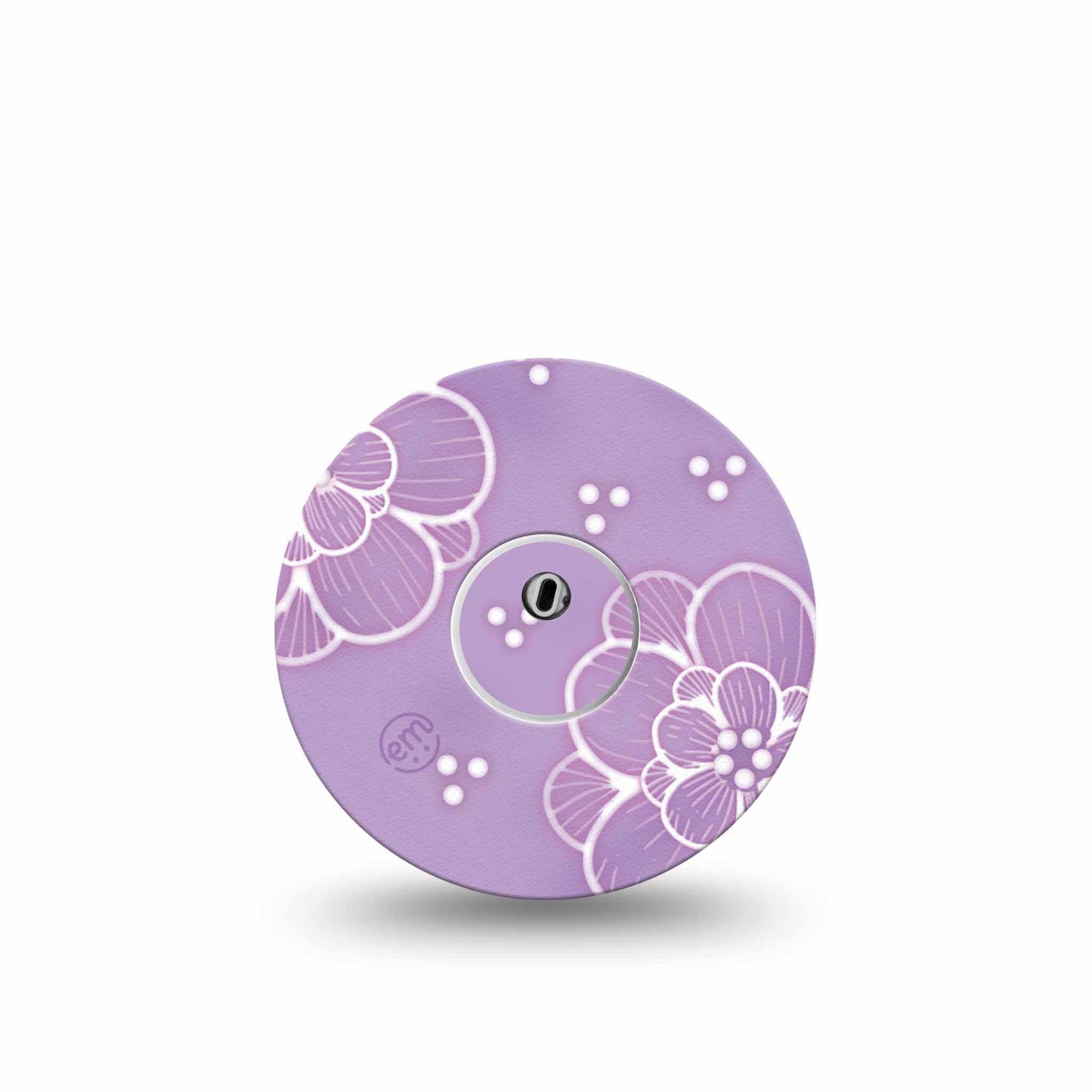 ExpressionMed Purple Flowers Freestyle Libre 3 Tape Single Tape and Single Sticker Lilac Purple Flowers, Adhesive Tape Continuous Glucose Monitor Design