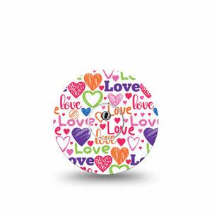 ExpressionMed Abundance of Love Freestyle Libre 3 Tape Single Tape and Single Sticker Pink Orange Blue Hearts And Love, Adhesive Tape Continuous Glucose Monitor Design