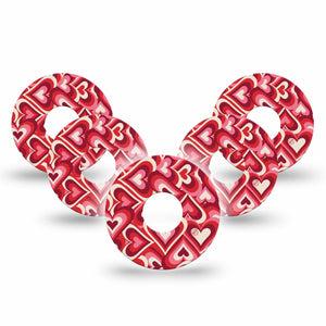 ExpressionMed Valentine Hearts Freestyle Libre 3 Tape 5-Pack Tape Heart Burst Pattern, Adhesive Tape CGM Design