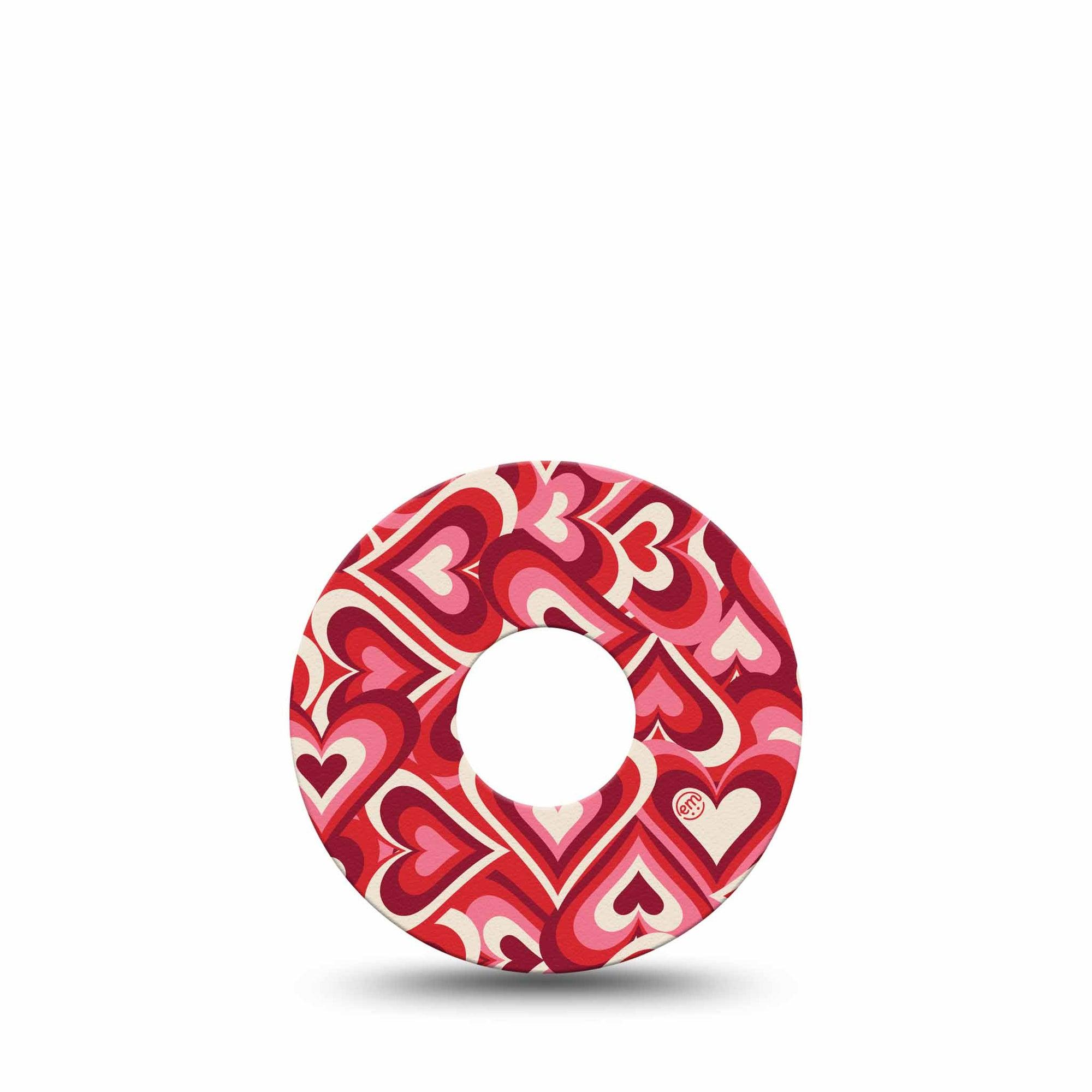 ExpressionMed Valentine Hearts Freestyle Libre 3 Tape Single Tape Pink Red Brown Heart Burst, Adhesive Tape CGM Design