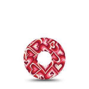 ExpressionMed Valentine Hearts Freestyle Libre 3 Tape Single Tape Pink Red Brown Heart Burst, Adhesive Tape CGM Design