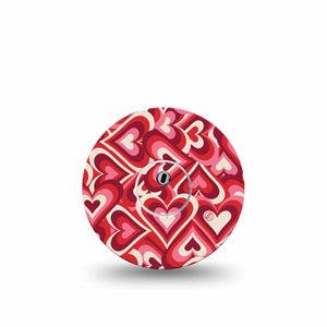 ExpressionMed Valentine Hearts Freestyle Libre 3 Tape Single Tape and Single Sticker Vibrant Heart Pattern, Adhesive Tape CGM Design