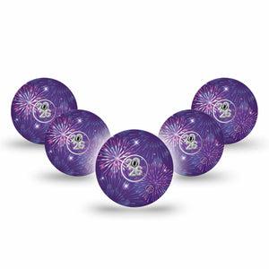 ExpressionMed New Years Celebration Freestyle Libre 3 Tape 5-Pack Tape and 5-Pack Sticker New Year's Eve, Adhesive Tape Continuous Glucose Monitor Design