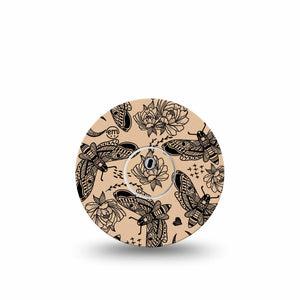 ExpressionMed Tattoo Print Freestyle Libre 3 Tape Single Tape and Single Sticker Large Butterfly Moth Inspired, Adhesive Tape CGM Design