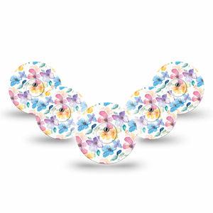 ExpressionMed Luminous Florals Freestyle Libre 3 and Libre 3 Plus Tape 5-Pack Tape and 5-Pack Sticker Precious Pastel Blooms, Adhesive Tape Continuous Glucose Monitor Design