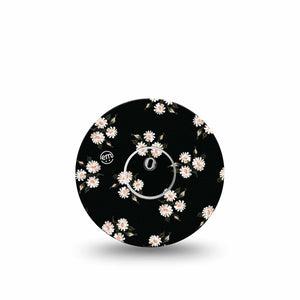 ExpressionMed Black Daisies Freestyle Libre 3 and Libre 3 Plus Tape Single Tape and Single Sticker Black And White Classical Daisy Florals, Adhesive Tape Continuous Glucose Monitor Design