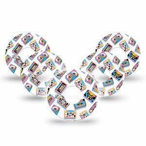 ExpressionMed Vintage Music Tapes Freestyle Libre 3 and Libre 3 Plus Tape 5-Pack Tape Colorful Music Tapes, Patch CGM Design