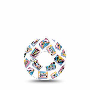ExpressionMed Vintage Music Tapes Freestyle Libre 3 and Libre 3 Plus Tape Single Tape Bright Cassette Pattern, Patch CGM Design