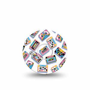 ExpressionMed Vintage Music Tapes Freestyle Libre 3 and Libre 3 Plus Tape Single Tape and Single Sticker Bright Cassette Pattern, Patch CGM Design