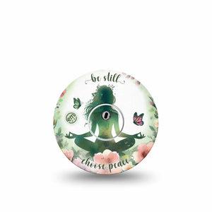 ExpressionMed Meditation Freestyle Libre 3 and Libre 3 Plus Tape Single Tape and Single Sticker Pink Florals Green Meditation, Adhesive Tape Continuous Glucose Monitor Design