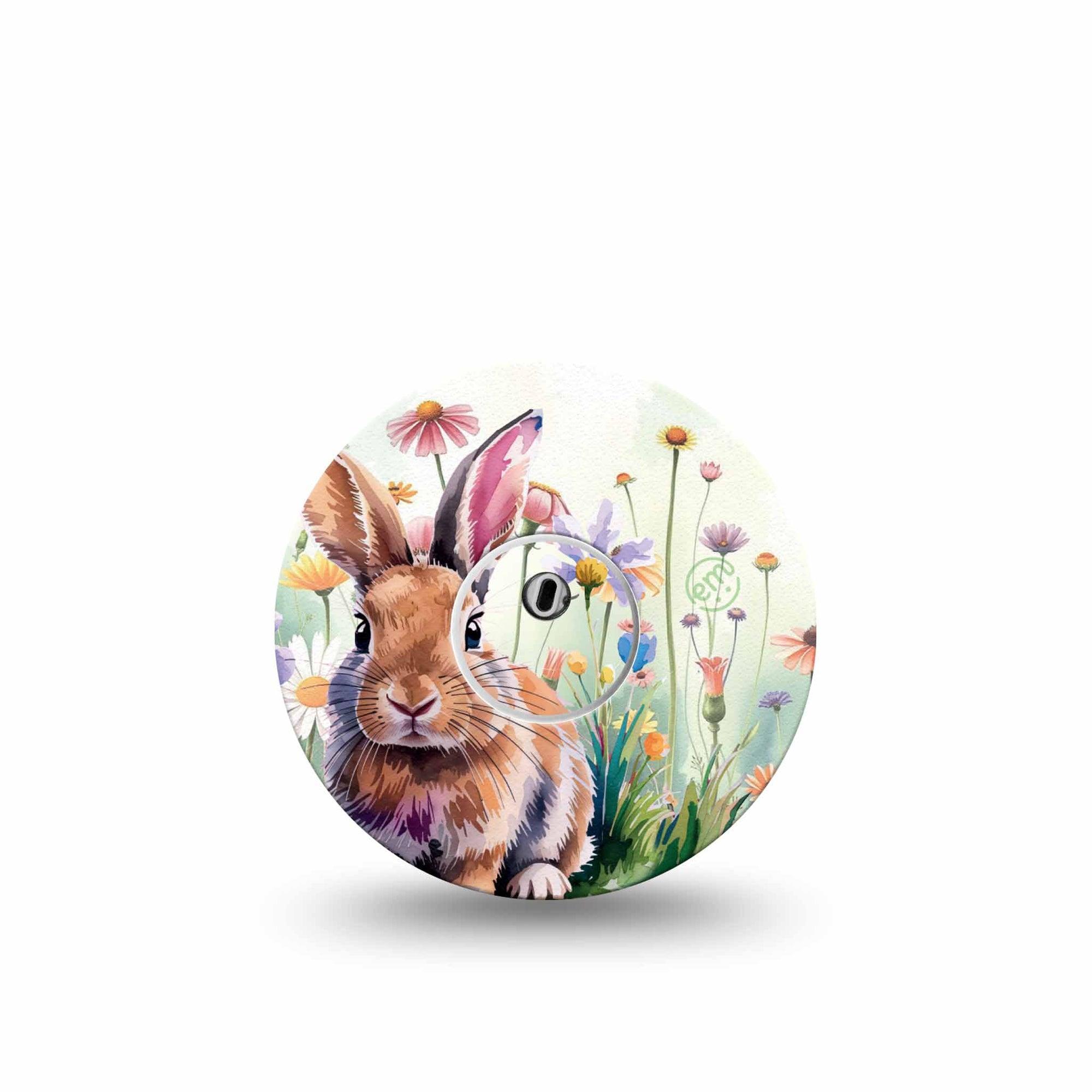 ExpressionMed Watercolor Bunny Freestyle Libre 3 and Libre 3 Plus Tape Single Tape and Single Sticker Cottontail Adorable Bunny, Adhesive Tape Continuous Glucose Monitor Design