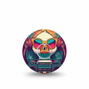 ExpressionMed Rad Duck Freestyle Libre 3 and Libre 3 Plus Tape Single Tape and Single Sticker Duck And Music Box, Adhesive Tape Continuous Glucose Monitor Design