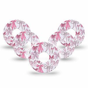 ExpressionMed Bows and Ribbons Freestyle Libre 3 and Libre 3 Plus Tape 5-Pack Tape Baby Pink Ribboned Bows, Adhesive Tape Continuous Glucose Monitor Design
