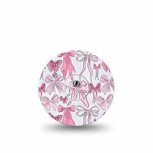 ExpressionMed Bows and Ribbons Freestyle Libre 3 and Libre 3 Plus Tape Single Tape and Single Sticker Pink Stripes And Ribbon Bows, Adhesive Tape Continuous Glucose Monitor Design